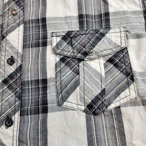 Carbon western plaid button-down shirt L - Picture 2 of 5